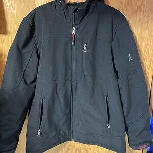 Men's Guess Black Softshell Large Jacket With Hood